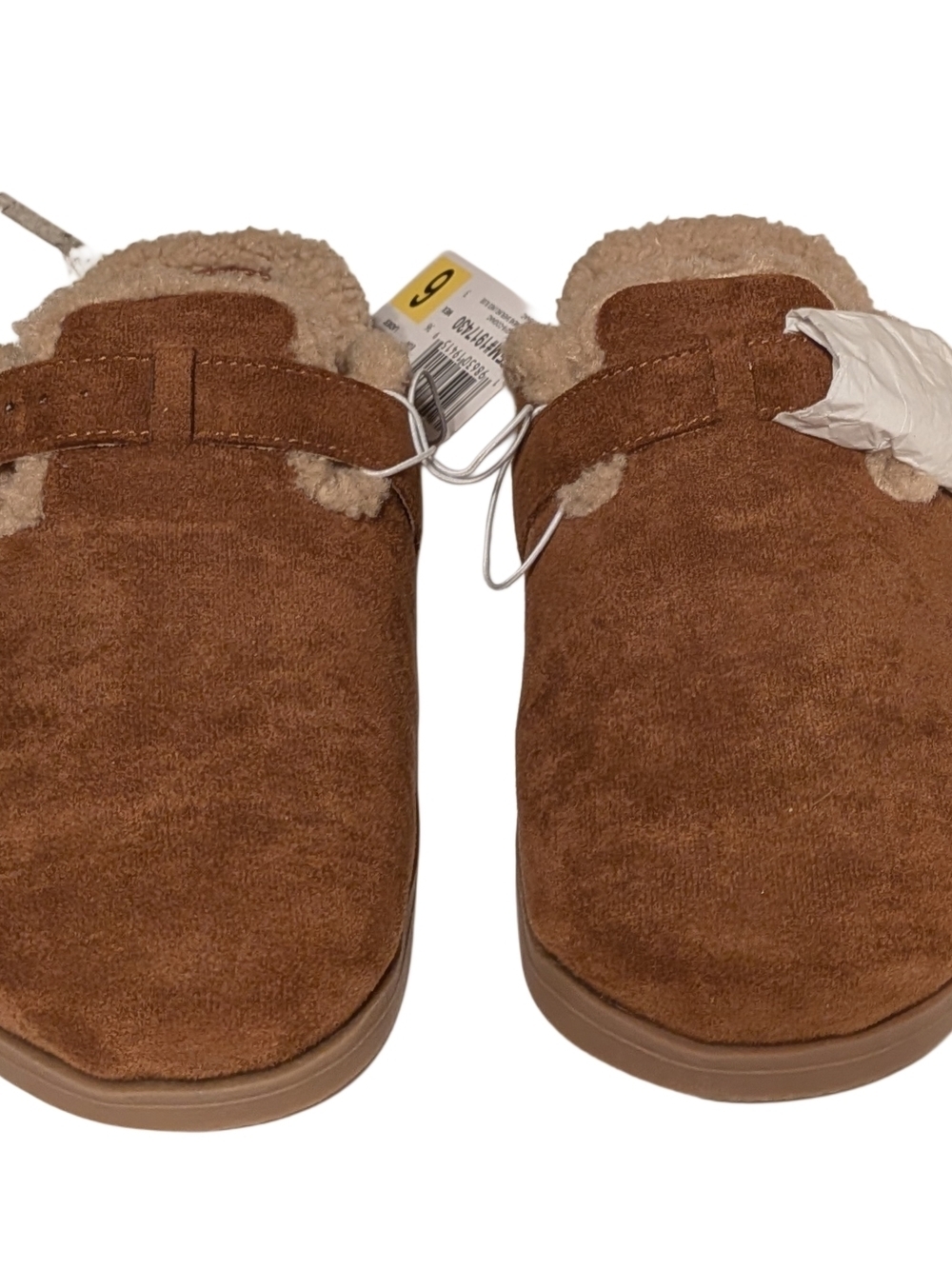 DV by Dolce Vita Chestnut Brown Faux-Suede Shearling Clog Mules - Picture 2 of 8
